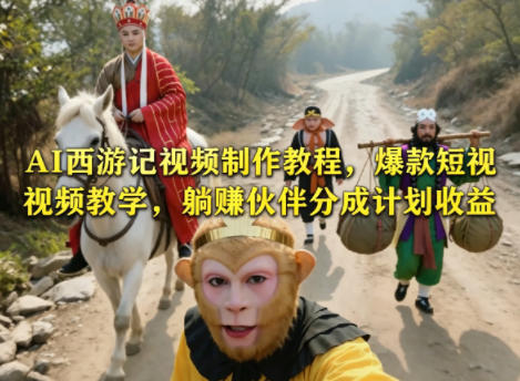 AI西游记视频制作教程，爆款短视频教学，躺賺伙伴分成计划收益-悟思笔记，一个低调的学习营。