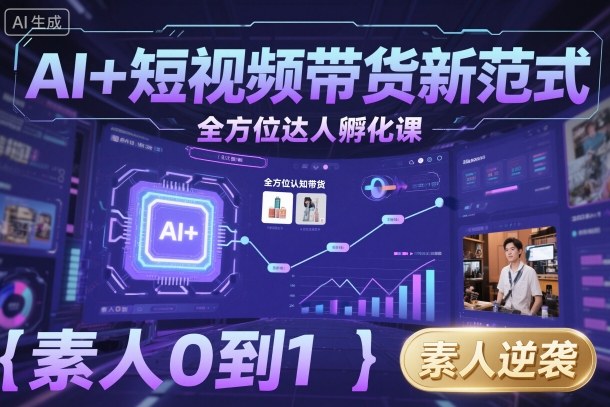 AI+短视频带货新范式全方位达人孵化课，素人也可以从0到1，全方位认知短视频带货-悟思笔记，一个低调的学习营。