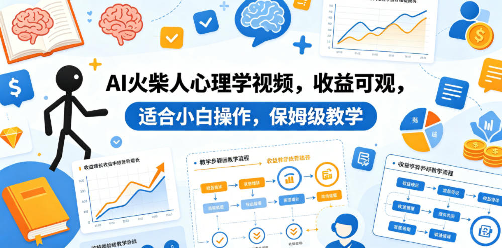 AI火柴人心理学视频，收益可观，适合小白操作，保姆级教学-悟思笔记，一个低调的学习营。