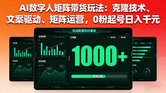 AI数字人矩阵带货玩法：克隆技术、文案驱动、矩阵运营，0粉起号日入千元-悟思笔记，一个低调的学习营。