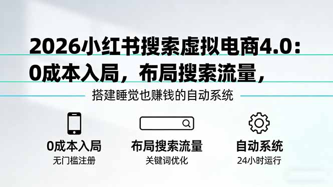 2026小红书搜索虚拟电商4.0：0成本入局，布局搜索流量，搭建睡觉也赚钱的自动系统-悟思笔记，一个低调的学习营。