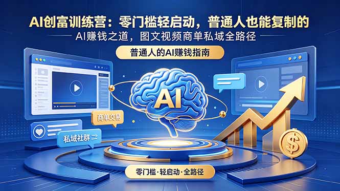 AI创富训练营：零门槛轻启动，普通人也能复制的AI赚钱之道，图文视频商单私域全路径-悟思笔记，一个低调的学习营。