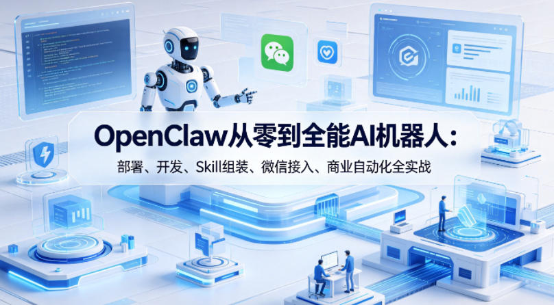 OpenClaw从零到全能AI机器人：部署、开发、Skill组装、微信接入、商业自动化全实战-悟思笔记，一个低调的学习营。