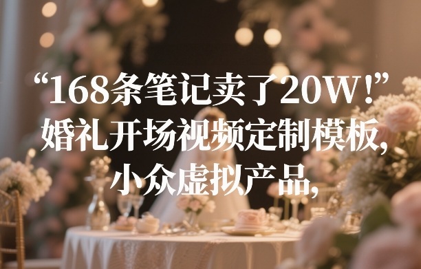 168条笔记卖了20W！婚礼开场视频定制模板，小众虚拟产品-悟思笔记，一个低调的学习营。