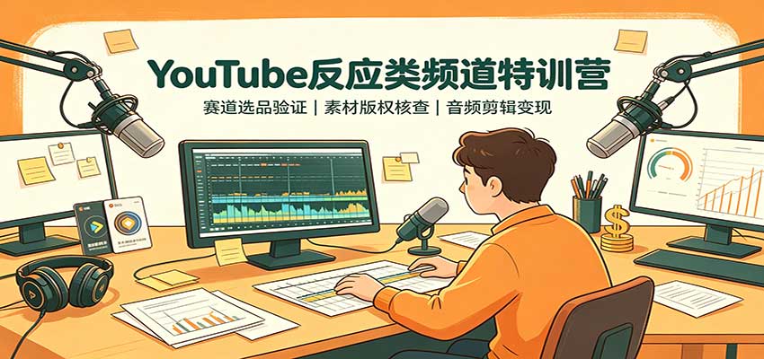 YouTube反应类频道特训营：赛道选品验证，素材版权核查，音频剪辑变现-悟思笔记，一个低调的学习营。