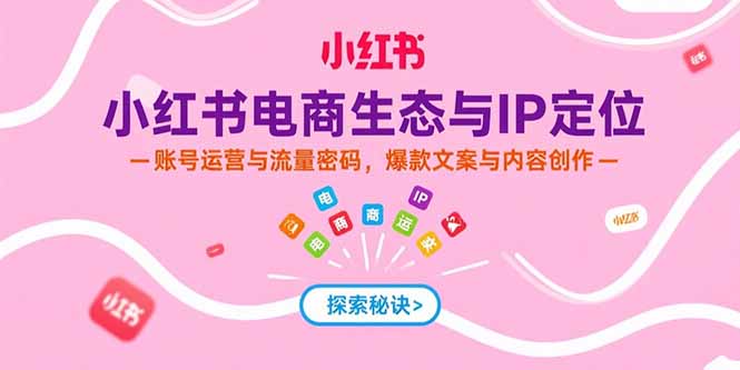 小红书电商生态与IP定位，账号运营与流量密码，爆款文案与内容创作-悟思笔记，一个低调的学习营。