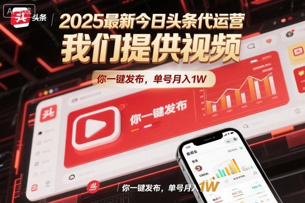 2025最新今日头条代运营，我们提供视频，你一键发布，单号月入1W【揭秘】-悟思笔记，一个低调的学习营。