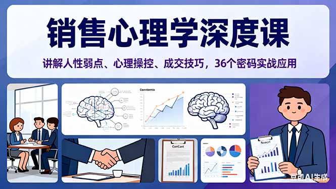 销售心理学深度课，讲解人性弱点、心理操控、成交技巧，36个密码实战应用-悟思笔记，一个低调的学习营。
