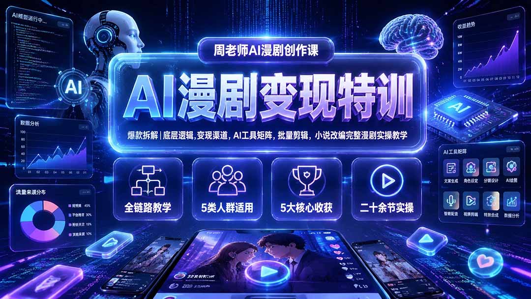 AI漫剧变现特训★爆款拆解｜底层逻辑，变现渠道，AI工具矩阵，批量剪辑，小说改编完整漫剧实操教学-悟思笔记，一个低调的学习营。