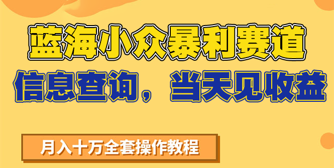 蓝海小众暴利赛道，信息查询，当天见收益，不讲玄学，7天搞了2万+-悟思笔记，一个低调的学习营。