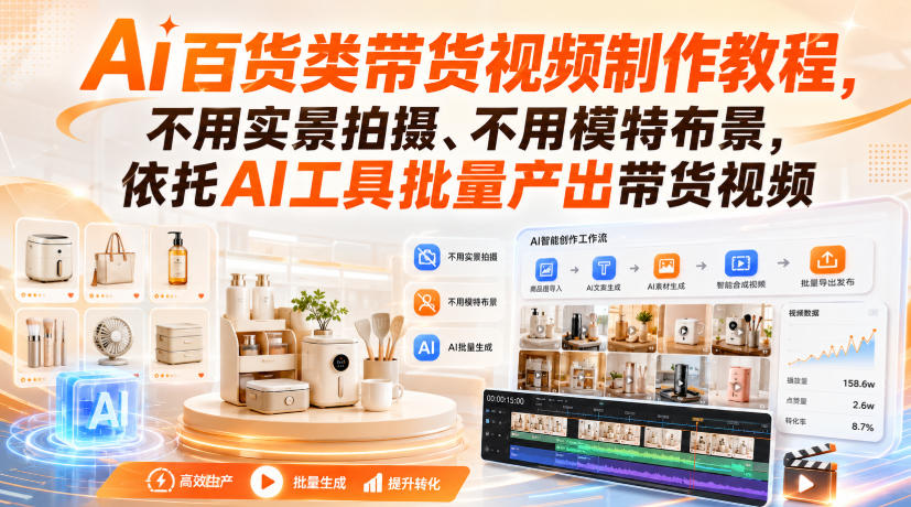 Ai百货类带货视频制作教程，不用实景拍摄、不用模特布景，依托AI工具批量产出带货视频-悟思笔记，一个低调的学习营。
