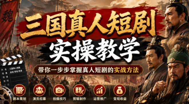 三国真人短剧实操教学，带你一步步掌握真人短剧的实战方法-悟思笔记，一个低调的学习营。