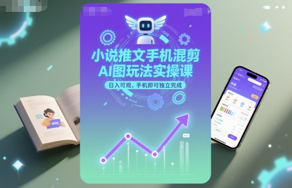 小说推文手机混剪AI图玩法实操课，日入可观，手机即可独立完成-悟思笔记，一个低调的学习营。