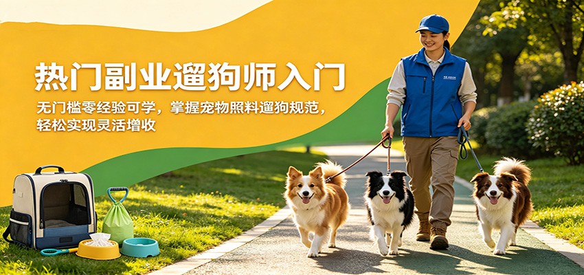 热门副业遛狗师入门，无门槛零经验可学，掌握宠物照料遛狗规范，轻松实现灵活增收-悟思笔记，一个低调的学习营。