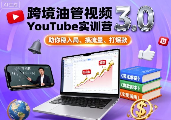 跨境油管视频YouTube实训营3.0，助你稳入局、搞流量、打爆款-悟思笔记，一个低调的学习营。
