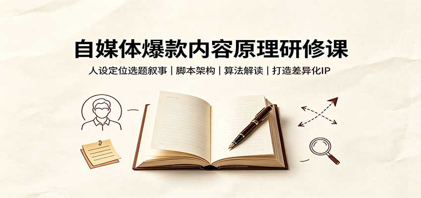自媒体爆款内容原理研修课：人设定位选题叙事，脚本架构，算法解读打造差异化IP-悟思笔记，一个低调的学习营。