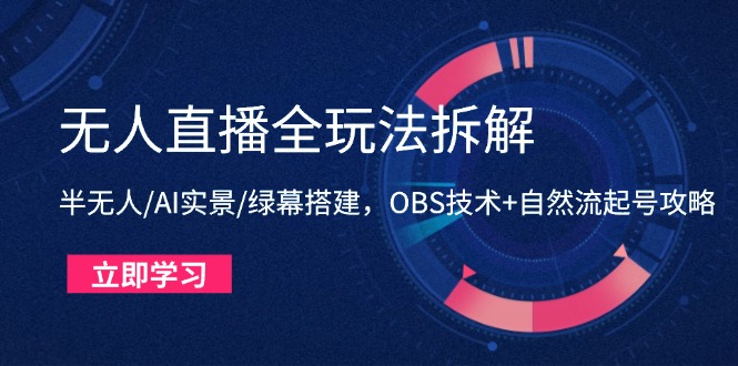 无人直播全玩法拆解：半无人/AI实景/绿幕搭建，OBS技术+自然流起号攻略-悟思笔记，一个低调的学习营。
