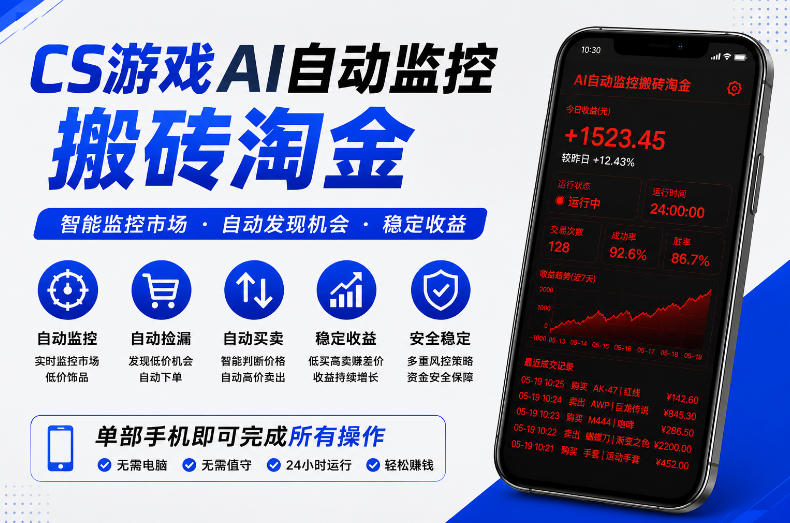 CS游戏AI自动监控搬砖淘金，稳定运行多年，支持任何形式验证，日入300+【揭秘】-悟思笔记，一个低调的学习营。