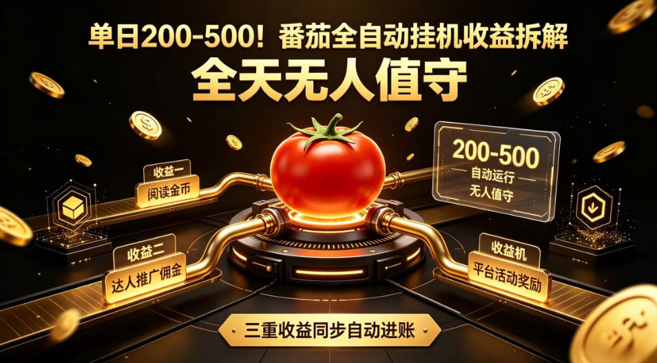 单日200-500！番茄全自动挂G收益拆解，全天无人值守，矩阵操作收益翻倍【揭秘】-悟思笔记，一个低调的学习营。