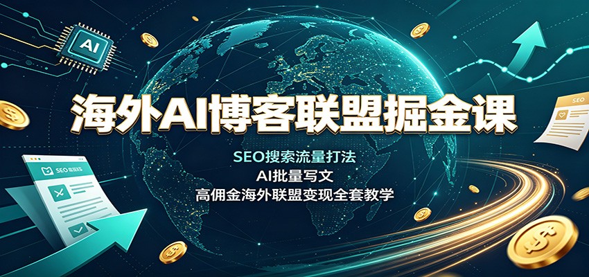 海外AI博客联盟掘金课：SEO搜索流量打法，AI批量写文，高佣金海外联盟变现全套教学-悟思笔记，一个低调的学习营。