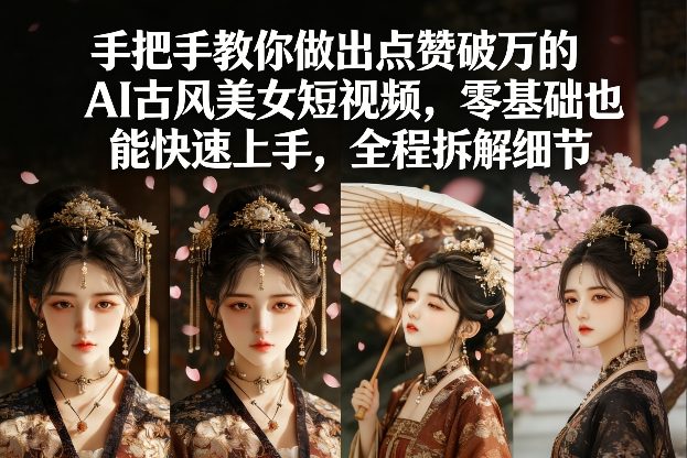 手把手教你做出点赞破万的AI古风美女短视频，零基础也能快速上手，全程拆解细节-悟思笔记，一个低调的学习营。