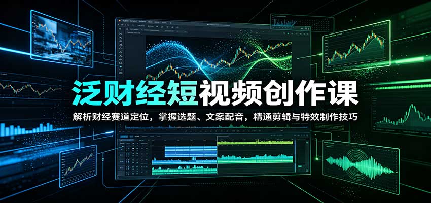 泛财经短视频创作课：解析财经赛道定位，掌握选题、文案配音，精通剪辑与特效制作技巧-悟思笔记，一个低调的学习营。