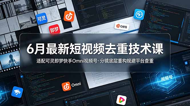 6月最新短视频去重技术课，适配可灵即梦快手Omni视频号，分镜底层重构规避平台查重-悟思笔记，一个低调的学习营。