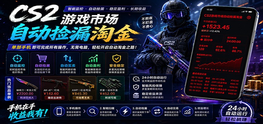 CSGO挂机捡漏项目通过利用游戏饰品交易机制，结合薄凉软件辅助捡漏，实现盈利-悟思笔记，一个低调的学习营。