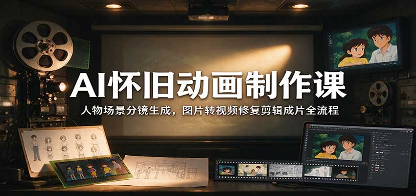 AI怀旧动画制作课：人物场景分镜生成，图片转视频修复剪辑成片全流程-悟思笔记，一个低调的学习营。
