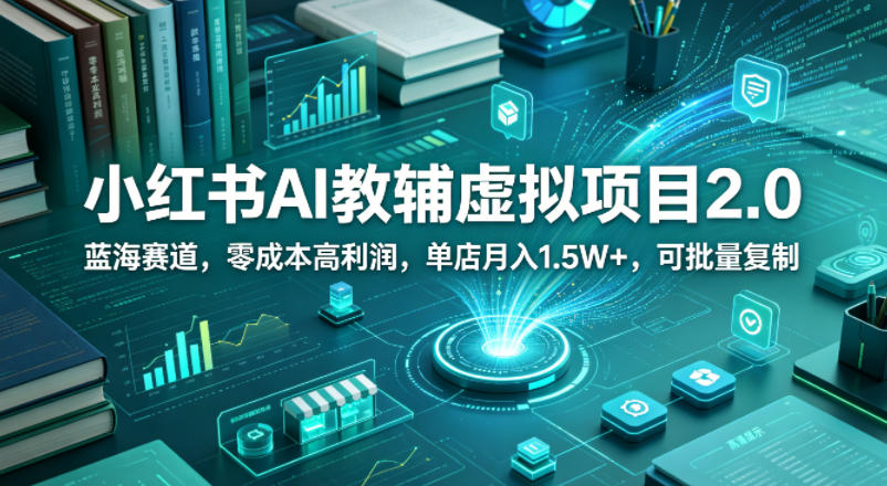小红书AI教辅虚拟项目2.0，蓝海赛道，零成本高利润，单店月入1.5W+，可批量复制-悟思笔记，一个低调的学习营。