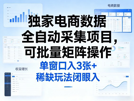 独家电商数据全自动采集项目，可批量矩阵操作，单窗口日入3张+，稀缺玩法闭眼入【揭秘】-悟思笔记，一个低调的学习营。
