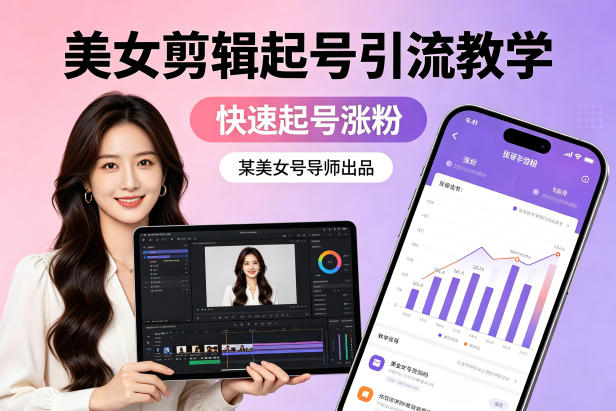 某美女号导师出品：美女剪辑起号引流教学，快速起号涨粉-悟思笔记，一个低调的学习营。