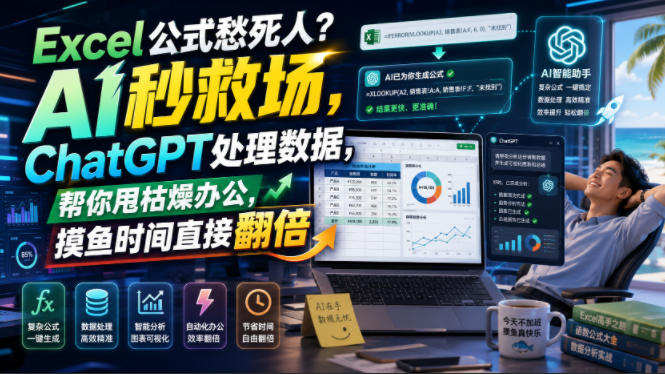 Excel公式愁死人？AI秒救场，ChatGPT处理数据，帮你甩枯燥办公，摸鱼时间直接翻倍【原创双语字幕】-悟思笔记，一个低调的学习营。
