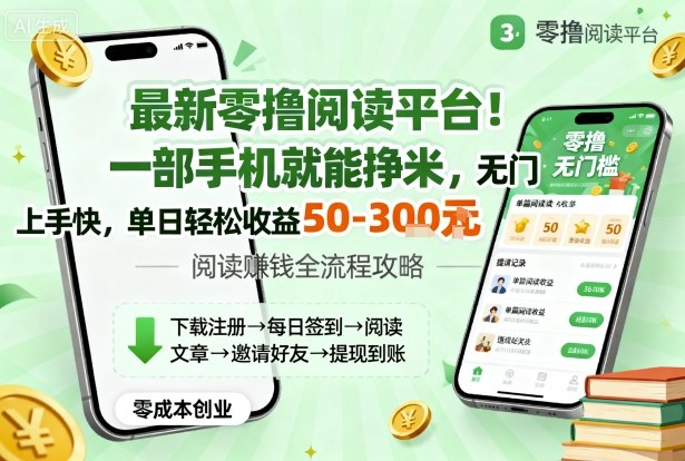 最新零撸阅读平台！一部手机就能挣米，无门槛上手快，单日轻松收益50-3张【揭秘】-悟思笔记，一个低调的学习营。
