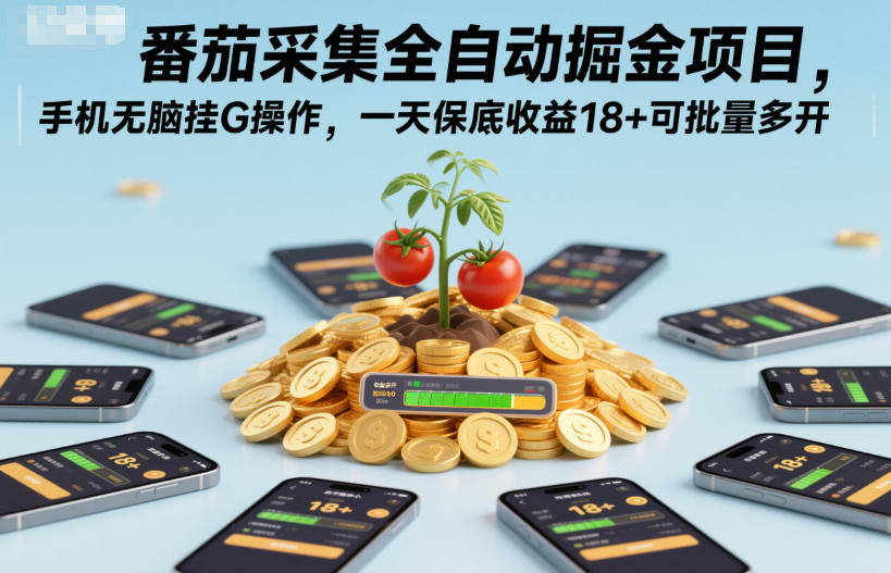 番茄采集全自动掘金项目，手机无脑挂G操作，一天保底收益18+可批量多开【揭秘】-悟思笔记，一个低调的学习营。