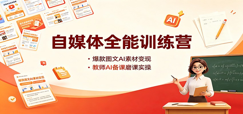 自媒体全能训练营：爆款图文AI素材变现，教师AI备课磨课实操-悟思笔记，一个低调的学习营。