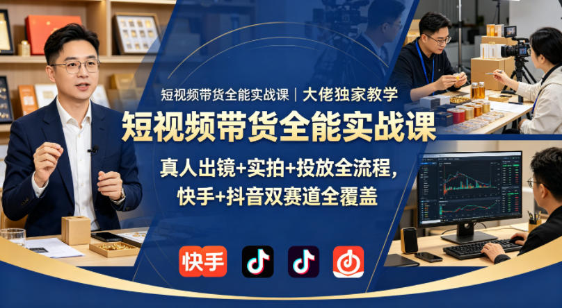 短视频带货全能实战课｜大佬独家教学，真人出镜+实拍+投放全流程，快手+抖音双赛道全覆盖-悟思笔记，一个低调的学习营。