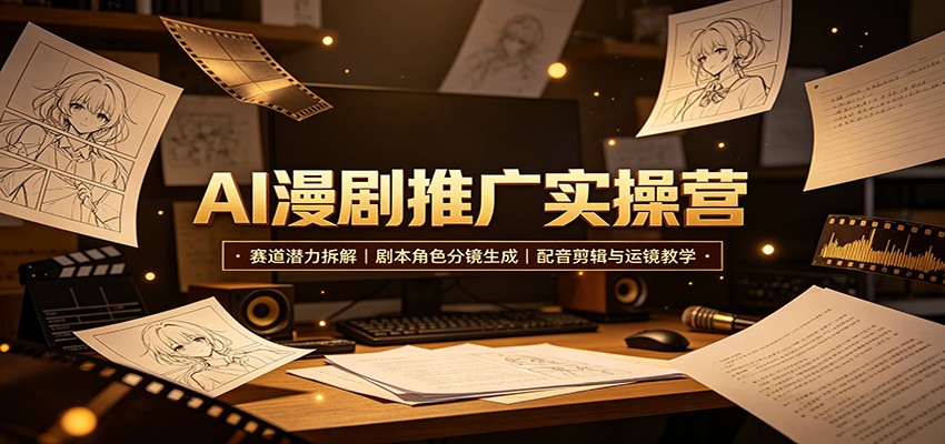 AI漫剧推广实操营：赛道潜力拆解，剧本角色分镜生成，配音剪辑与运镜教学-悟思笔记，一个低调的学习营。