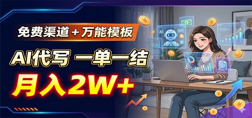 免费渠道+万能模板,AI代写一单一结,月入2W+-悟思笔记,一个低调的学习营。