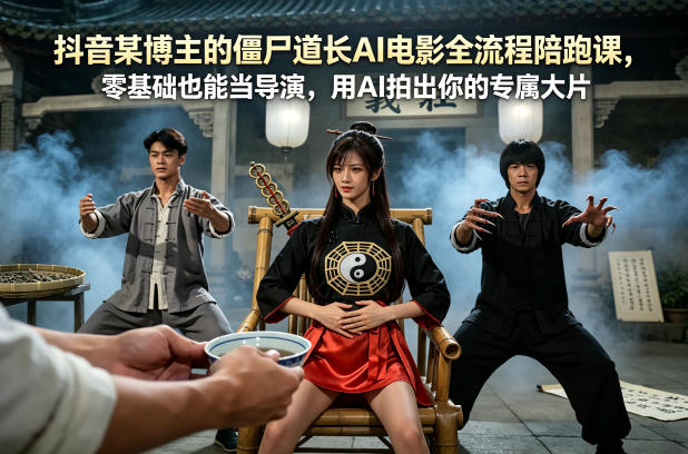 抖音某博主的僵尸道长AI电影全流程陪跑课，零基础也能当导演，用AI拍出你的专属大片-悟思笔记，一个低调的学习营。