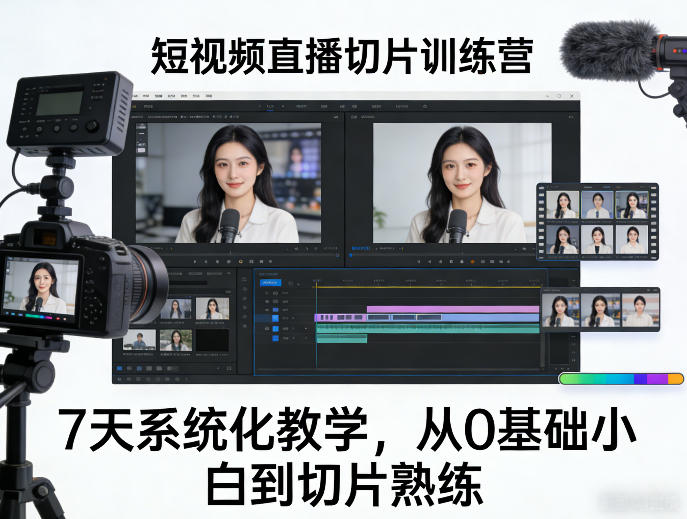 短视频直播切片训练营，7天系统化教学，从0基础小白到切片熟练-悟思笔记，一个低调的学习营。