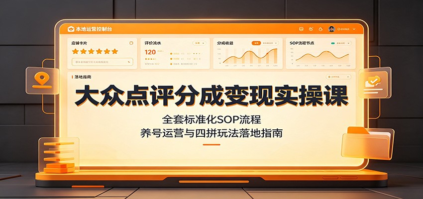 大众点评分成变现实操课：全套标准化SOP流程，养号运营与四拼玩法落地指南-悟思笔记，一个低调的学习营。
