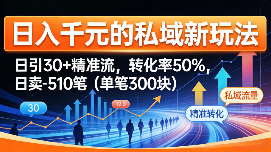 日入千米的私域新玩法：日引30＋精准流，转化率50%，日卖5-10笔(单笔300米)-悟思笔记，一个低调的学习营。