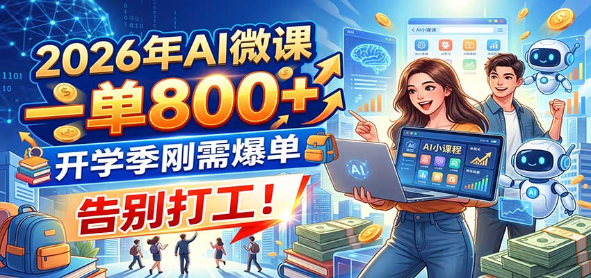 2026年AI微课,一单800+,开学季刚需爆单,告别打工!-悟思笔记,一个低调的学习营。