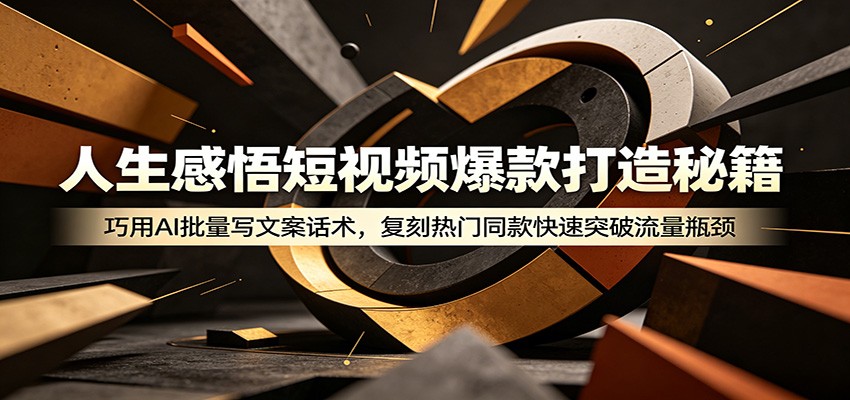 人生感悟短视频爆款打造秘籍：巧用A 批量写文案话术，复刻热门同款快速突破流量瓶颈-悟思笔记，一个低调的学习营。