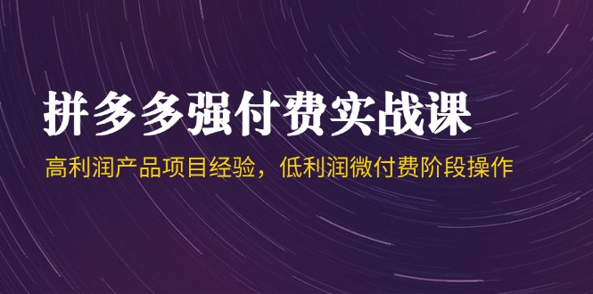 拼多多强付费实战课-44期，高利润产品项目经验，低利润微付费阶段操作-悟思笔记，一个低调的学习营。