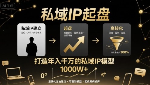 私域IP起盘，私域ip建立、起盘、高转化，打造年入千万的私域ip模型-悟思笔记，一个低调的学习营。