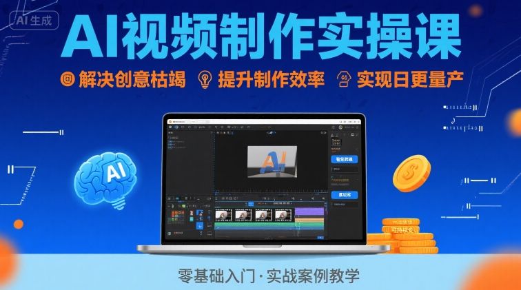 Ai视频制作实操课，解决创意枯竭、效率低下痛点，实现日更量产可持续变现-悟思笔记，一个低调的学习营。