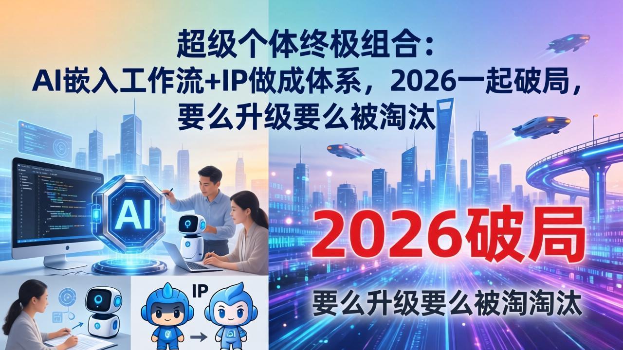 超级个体终极组合：AI嵌入工作流+IP做成体系，2026一起破局，要么升级要么被淘汰-悟思笔记，一个低调的学习营。