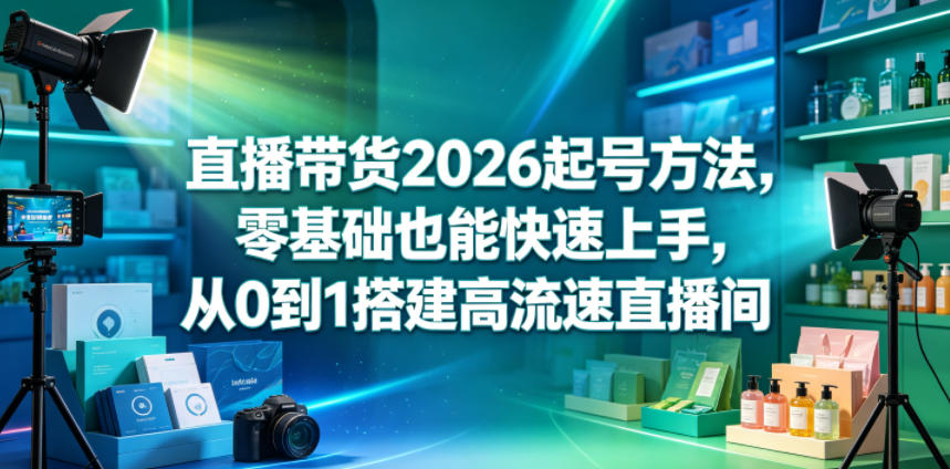 直播带货2026起号方法，零基础也能快速上手，从0到1搭建高流速直播间-悟思笔记，一个低调的学习营。